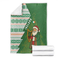 Ireland Christmas Blanket with Celtic Harp Santa and Green Holiday Pattern - Wonder Print Shop