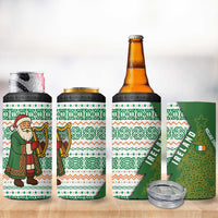 Ireland Christmas 4 in 1 Can Cooler Tumbler with Celtic Harp Santa and Green Holiday Pattern - Wonder Print Shop