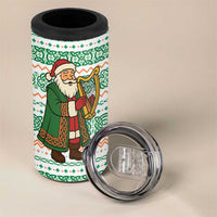 Ireland Christmas 4 in 1 Can Cooler Tumbler with Celtic Harp Santa and Green Holiday Pattern - Wonder Print Shop