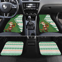 Ireland Christmas Car Mats with Celtic Harp Santa and Green Holiday Pattern - Wonder Print Shop