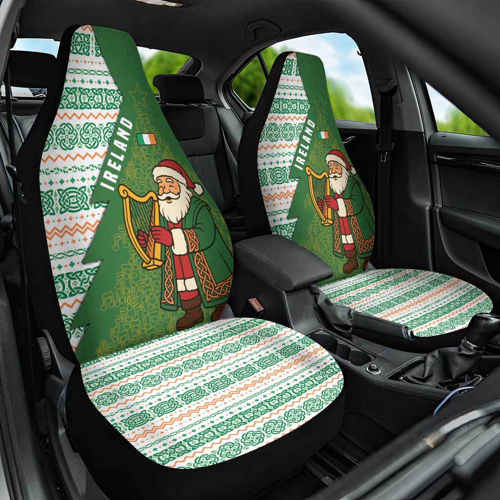 Ireland Christmas Car Seat Cover with Celtic Harp Santa and Green Holiday Pattern - Wonder Print Shop