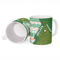 Ireland Christmas Ceramic Mug with Celtic Harp Santa and Green Holiday Pattern - Wonder Print Shop
