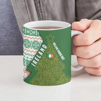 Ireland Christmas Ceramic Mug with Celtic Harp Santa and Green Holiday Pattern - Wonder Print Shop