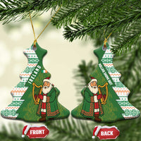 Ireland Christmas Ceramic Ornament with Celtic Harp Santa and Green Holiday Pattern - Wonder Print Shop