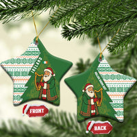 Ireland Christmas Ceramic Ornament with Celtic Harp Santa and Green Holiday Pattern - Wonder Print Shop