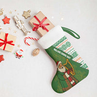 Ireland Christmas Stocking with Celtic Harp Santa and Green Holiday Pattern - Wonder Print Shop