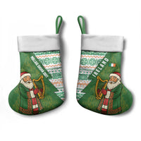 Ireland Christmas Stocking with Celtic Harp Santa and Green Holiday Pattern - Wonder Print Shop