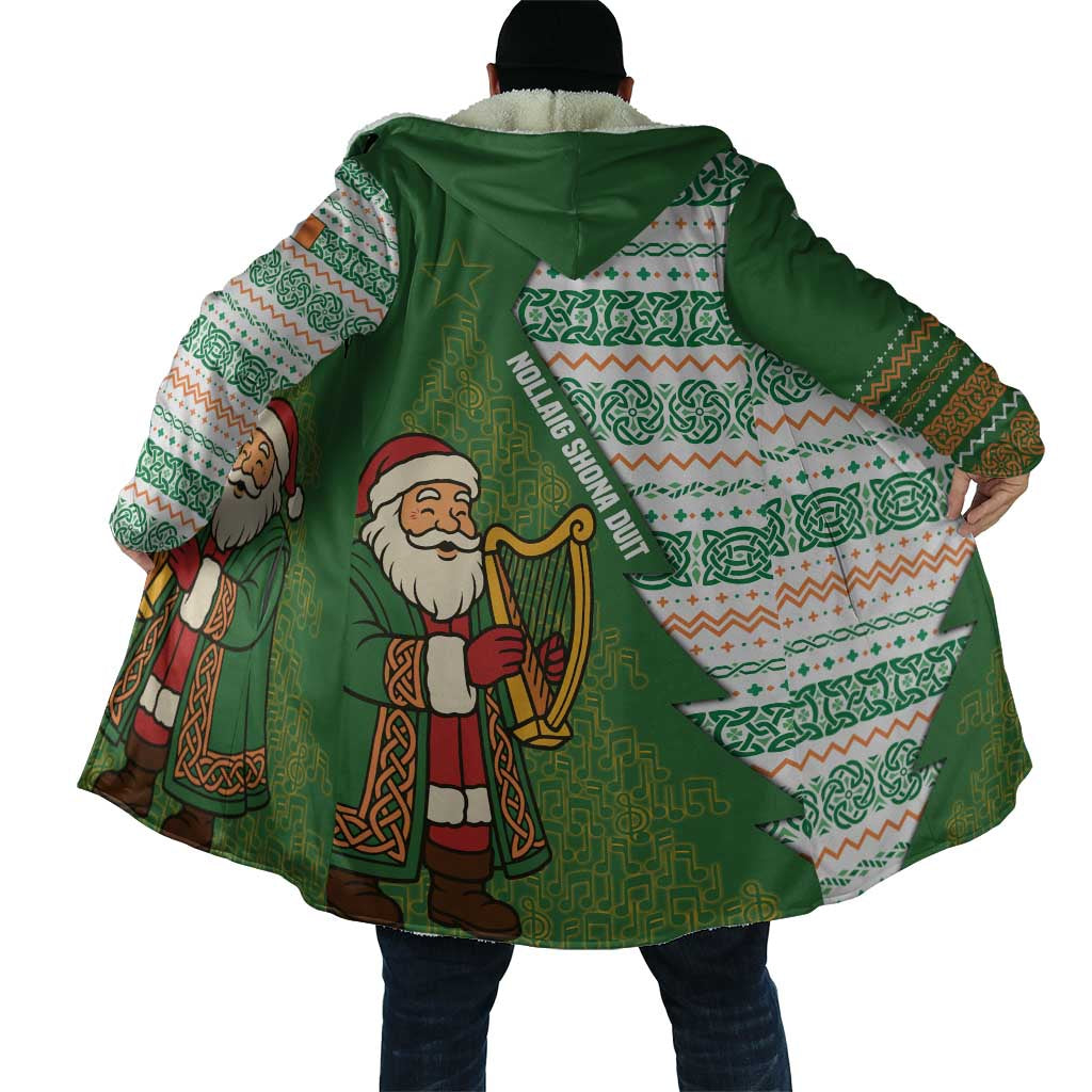 Ireland Christmas Cloak with Celtic Harp Santa and Green Holiday Pattern - Wonder Print Shop