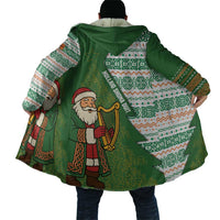 Ireland Christmas Cloak with Celtic Harp Santa and Green Holiday Pattern - Wonder Print Shop