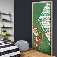 Ireland Christmas Door Cover with Celtic Harp Santa and Green Holiday Pattern - Wonder Print Shop