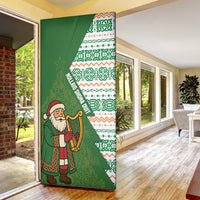 Ireland Christmas Door Cover with Celtic Harp Santa and Green Holiday Pattern - Wonder Print Shop