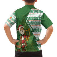 Ireland Christmas Family Matching Long Sleeve Bodycon Dress and Hawaiian Shirt with Celtic Harp Santa and Green Holiday Pattern - Wonder Print Shop