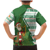 Ireland Christmas Family Matching Mermaid Dress and Hawaiian Shirt with Celtic Harp Santa and Green Holiday Pattern - Wonder Print Shop