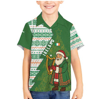 Ireland Christmas Family Matching Mermaid Dress and Hawaiian Shirt with Celtic Harp Santa and Green Holiday Pattern - Wonder Print Shop