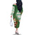 Ireland Christmas Family Matching Off The Shoulder Long Sleeve Dress and Hawaiian Shirt with Celtic Harp Santa and Green Holiday Pattern - Wonder Print Shop