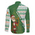 Ireland Christmas Family Matching Off Shoulder Short Dress and Hawaiian Shirt with Celtic Harp Santa and Green Holiday Pattern - Wonder Print Shop