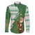Ireland Christmas Family Matching Short Sleeve Bodycon Dress and Hawaiian Shirt with Celtic Harp Santa and Green Holiday Pattern - Wonder Print Shop