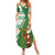 Ireland Christmas Family Matching Summer Maxi Dress and Hawaiian Shirt with Celtic Harp Santa and Green Holiday Pattern - Wonder Print Shop