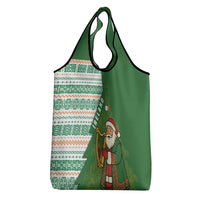 Ireland Christmas Grocery Bag with Celtic Harp Santa and Green Holiday Pattern - Wonder Print Shop