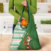 Ireland Christmas Grocery Bag with Celtic Harp Santa and Green Holiday Pattern - Wonder Print Shop
