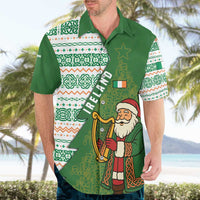 Ireland Christmas Hawaiian Shirt with Celtic Harp Santa and Green Holiday Pattern - Wonder Print Shop