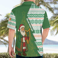 Ireland Christmas Hawaiian Shirt with Celtic Harp Santa and Green Holiday Pattern - Wonder Print Shop