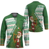Ireland Christmas Hockey Jersey with Celtic Harp Santa and Green Holiday Pattern - Wonder Print Shop