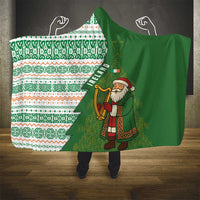 Ireland Christmas Hooded Blanket with Celtic Harp Santa and Green Holiday Pattern - Wonder Print Shop