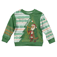 Ireland Christmas Kid Ugly Christmas Sweater with Celtic Harp Santa and Green Holiday Pattern - Wonder Print Shop