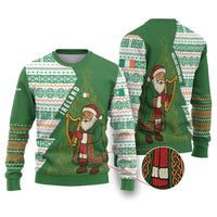 Ireland Christmas Ugly Christmas Sweater with Celtic Harp Santa and Green Holiday Pattern - Wonder Print Shop