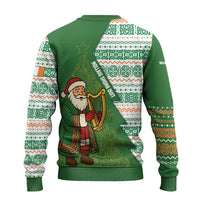 Ireland Christmas Ugly Christmas Sweater with Celtic Harp Santa and Green Holiday Pattern - Wonder Print Shop