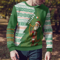 Ireland Christmas Ugly Christmas Sweater with Celtic Harp Santa and Green Holiday Pattern - Wonder Print Shop