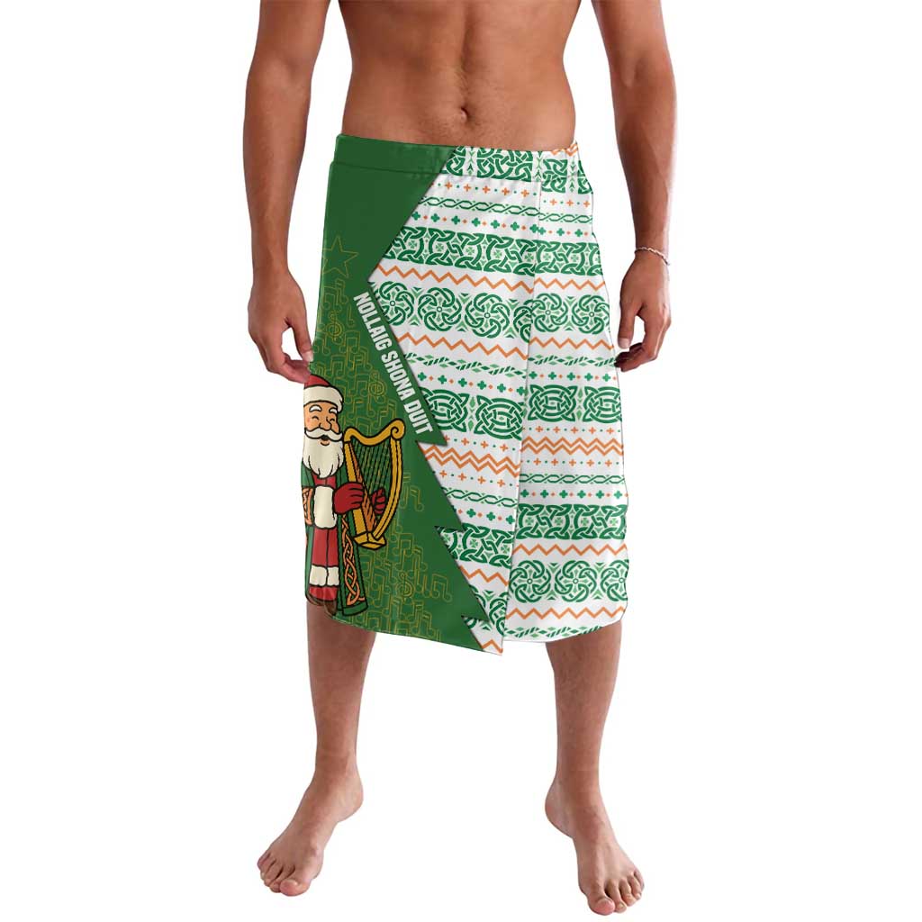 Ireland Christmas Lavalava with Celtic Harp Santa and Green Holiday Pattern - Wonder Print Shop