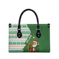 Ireland Christmas Leather Bag with Celtic Harp Santa and Green Holiday Pattern - Wonder Print Shop