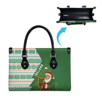 Ireland Christmas Leather Bag with Celtic Harp Santa and Green Holiday Pattern - Wonder Print Shop