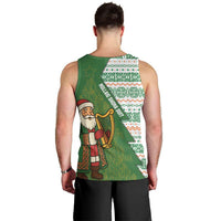 Ireland Christmas Men Tank Top with Celtic Harp Santa and Green Holiday Pattern - Wonder Print Shop