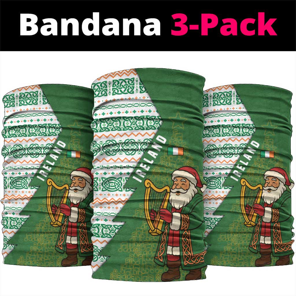Ireland Christmas Neck Gaiter with Celtic Harp Santa and Green Holiday Pattern - Wonder Print Shop