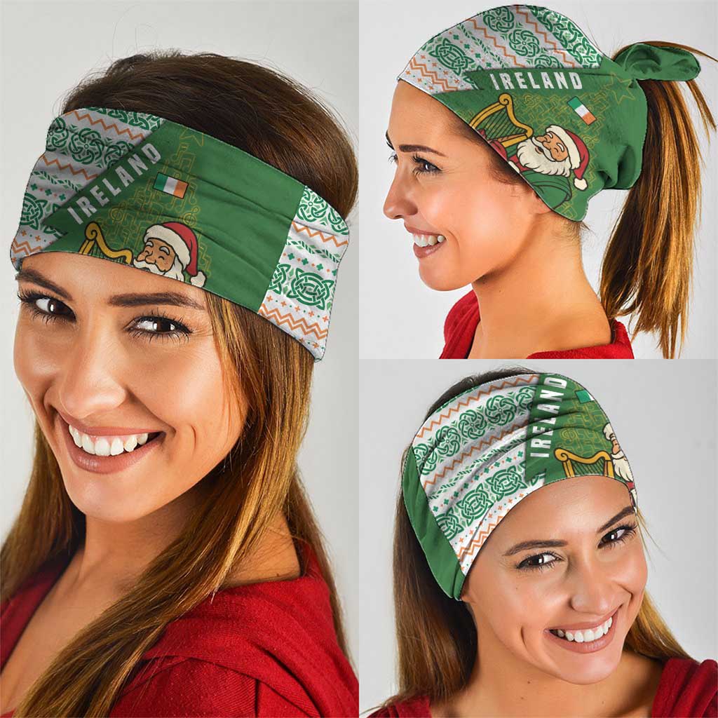 Ireland Christmas Neck Gaiter with Celtic Harp Santa and Green Holiday Pattern - Wonder Print Shop
