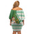 Ireland Christmas Off Shoulder Short Dress with Celtic Harp Santa and Green Holiday Pattern - Wonder Print Shop