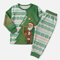 Ireland Christmas Pajama Set with Celtic Harp Santa and Green Holiday Pattern - Wonder Print Shop