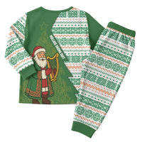 Ireland Christmas Pajama Set with Celtic Harp Santa and Green Holiday Pattern - Wonder Print Shop
