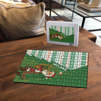 Ireland Christmas Puzzle with Celtic Harp Santa and Green Holiday Pattern - Wonder Print Shop