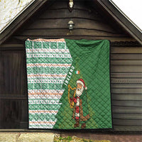 Ireland Christmas Quilt with Celtic Harp Santa and Green Holiday Pattern - Wonder Print Shop