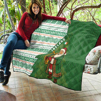 Ireland Christmas Quilt with Celtic Harp Santa and Green Holiday Pattern - Wonder Print Shop