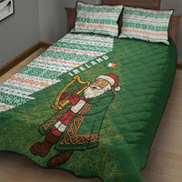 Ireland Christmas Quilt Bed Set with Celtic Harp Santa and Green Holiday Pattern - Wonder Print Shop