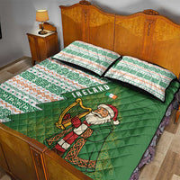 Ireland Christmas Quilt Bed Set with Celtic Harp Santa and Green Holiday Pattern - Wonder Print Shop