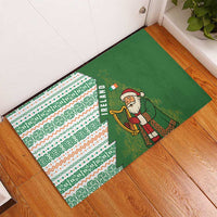 Ireland Christmas Rubber Doormat with Celtic Harp Santa and Green Holiday Pattern - Wonder Print Shop