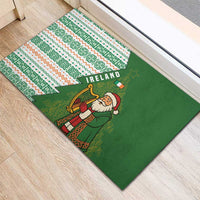 Ireland Christmas Rubber Doormat with Celtic Harp Santa and Green Holiday Pattern - Wonder Print Shop