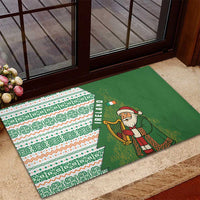 Ireland Christmas Rubber Doormat with Celtic Harp Santa and Green Holiday Pattern - Wonder Print Shop