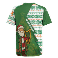 Ireland Christmas Rugby Jersey with Celtic Harp Santa and Green Holiday Pattern - Wonder Print Shop